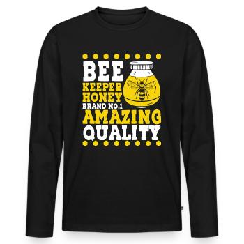 Bee Keeper Honey Amazing Quality Apiculture Abeille - T-shirt manches longues Premium bio Homme - noir - Devant - Nico (187cm)