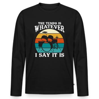 Tempo Whatever I Say it Is Batteur Vintage - T-shirt manches longues Premium bio Homme - noir - Devant - Nico (187cm)