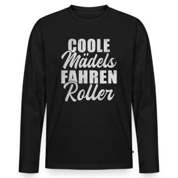 Coole Mädels Fahren Roller Rollerfahrer - Männer Premium Bio Langarmshirt - Schwarz - Vorne - Nico (187cm)