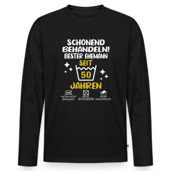 Goldene Hochzeit Ehemann 50 Hochzeitstag - Männer Premium Bio Langarmshirt - Schwarz - Vorne - Nico (187cm)