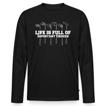 Golf Golfschläger - Männer Premium Bio Langarmshirt - Schwarz - Vorne - Nico (187cm)