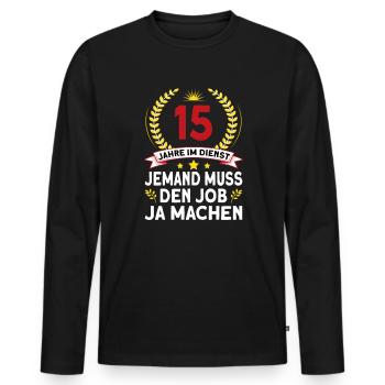 15 Jähriges Dienstjubiläum Firmenjubiläum - Männer Premium Bio Langarmshirt - Schwarz - Vorne - Nico (187cm)