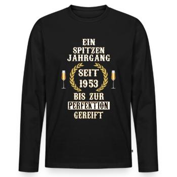 1953 EIN SPITZENJAHRGANG - Männer Premium Bio Langarmshirt - Schwarz - Vorne - Nico (187cm)
