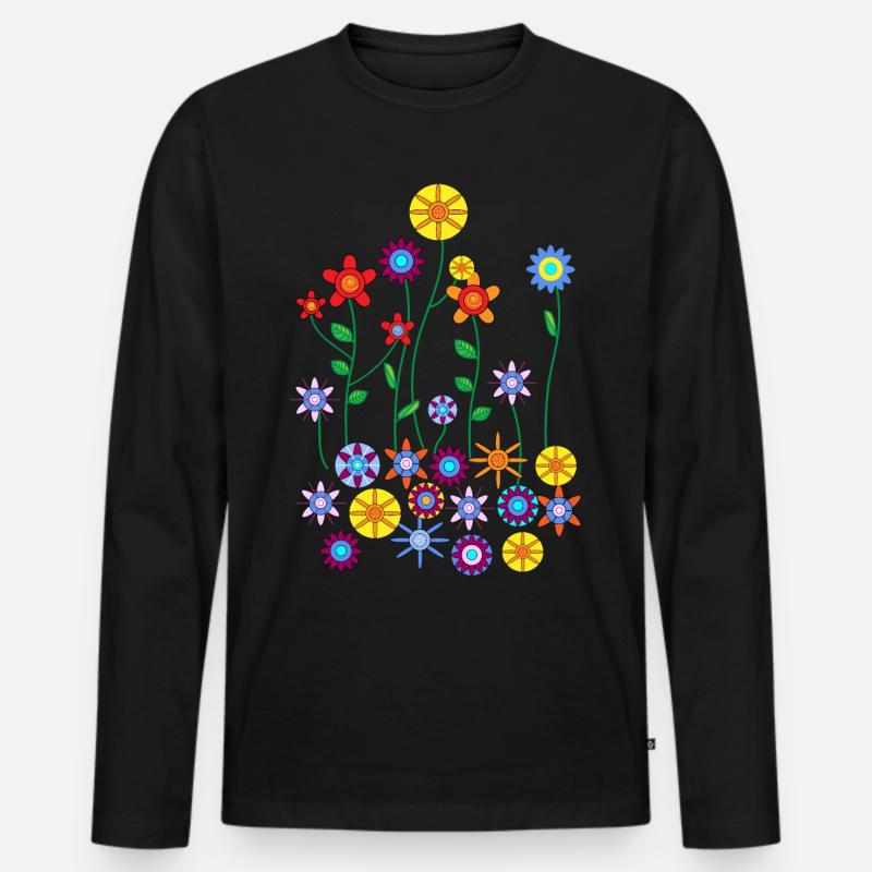 Bunte Blumen - Männer Premium Bio Langarmshirt - Schwarz