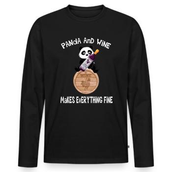 Panda and wine makes everything fine red wine - Men's Premium Organic Long Sleeve Shirt - black - Front - Nico (187cm)