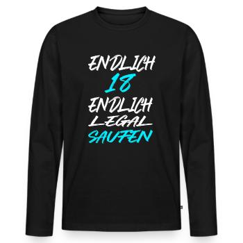 18.Geburtstag Geschenkidee Level 18 - Männer Premium Bio Langarmshirt - Schwarz - Vorne - Nico (187cm)