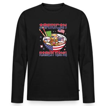 American Ramen Gang - Männer Premium Bio Langarmshirt - Schwarz - Vorne - Nico (187cm)