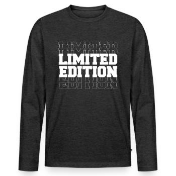 EDITION LIMITÉE - UNICAT - PIÈCE UNIQUE - T-shirt manches longues Premium bio Homme - anthracite chiné - Devant - Nico (187cm)