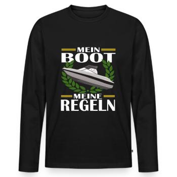 MEIN BOOT MEINE REGELN - Männer Premium Bio Langarmshirt - Schwarz - Vorne - Nico (187cm)