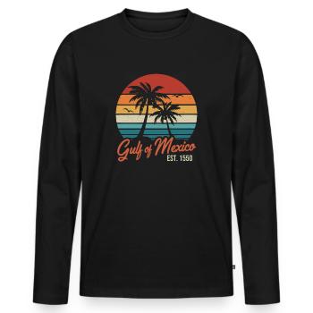 Golfe du Mexique Rétro Vintage - T-shirt manches longues Premium bio Homme - noir - Devant - Nico (187cm)