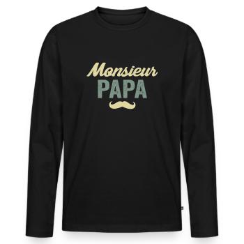 Herr Vater Vater T-Shirt - Männer Premium Bio Langarmshirt - Schwarz - Vorne - Nico (187cm)