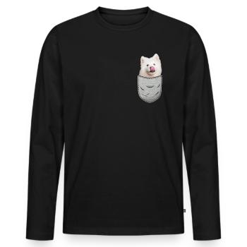 Samoyed Samoyed Chest Pocket Pocket Dog Owner - T-shirt manches longues Premium bio Homme - noir - Devant - Nico (187cm)