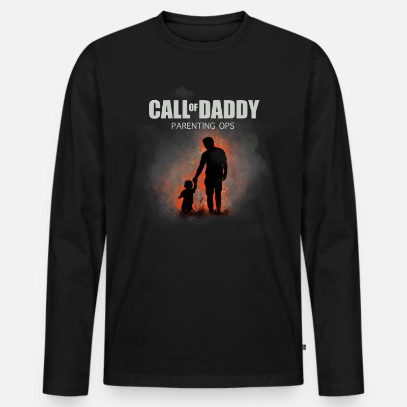 Call of Daddy Design - Männer Premium Bio Langarmshirt - Schwarz