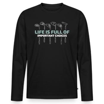 Wähle deinen Golfschläger - Männer Premium Bio Langarmshirt - Schwarz - Vorne - Nico (187cm)