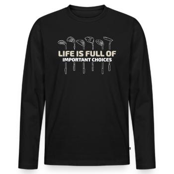 Golf Golfschläger - Männer Premium Bio Langarmshirt - Schwarz - Vorne - Nico (187cm)