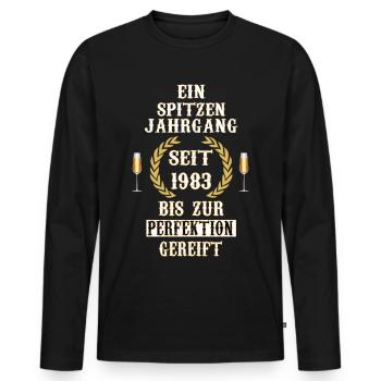 1983 EIN SPITZENJAHRGANG - Männer Premium Bio Langarmshirt - Schwarz - Vorne - Nico (187cm)