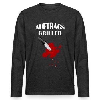 AUFTRAGSGRILLER - Männer Premium Bio Langarmshirt - Anthrazit meliert - Vorne - Nico (187cm)