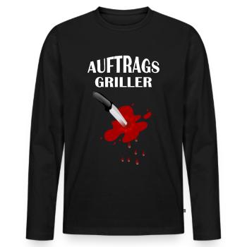 AUFTRAGSGRILLER - Männer Premium Bio Langarmshirt - Schwarz - Vorne - Nico (187cm)