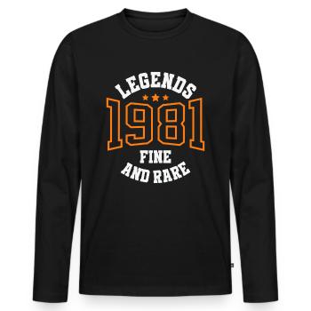 Legends 1981 – Belle et rare idée cadeau vintage - T-shirt manches longues Premium bio Homme - noir - Devant - Nico (187cm)