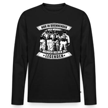fire Department - Men's Premium Organic Long Sleeve Shirt - black - Front - Nico (187cm)