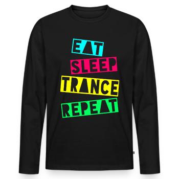 EAT SLEEP TRANCE REPEAT - T-shirt manches longues Premium bio Homme - noir - Devant - Nico (187cm)