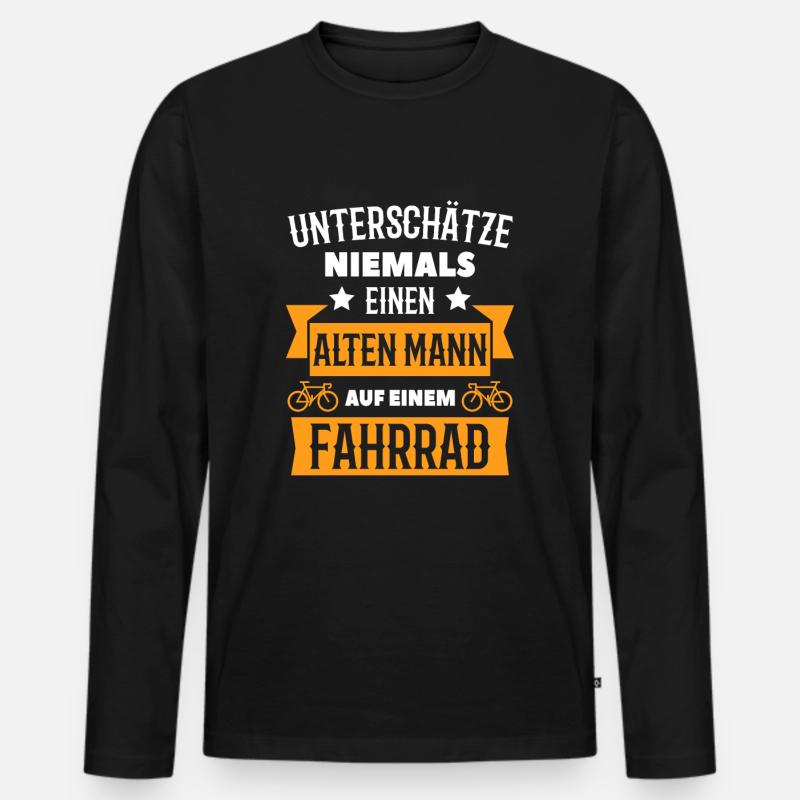Alter Mann Fahrrad Radfahrer - Männer Premium Bio Langarmshirt - Schwarz