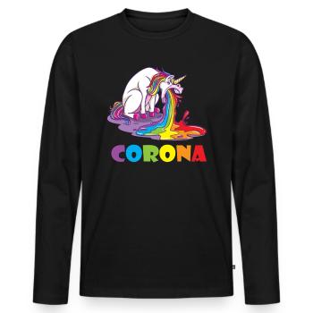Unicorn Sucks Corona Sucks Funny Gift - Men's Premium Organic Long Sleeve Shirt - black - Front - Nico (187cm)