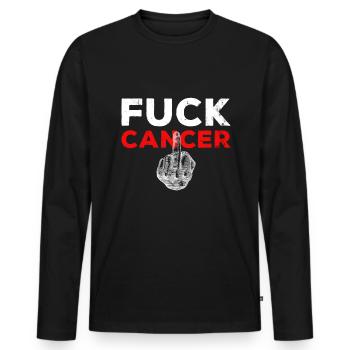 Fuck Cancer Fight Cancer Courage Force Optimism - Men's Premium Organic Long Sleeve Shirt - black - Front - Nico (187cm)