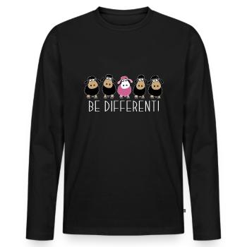 Sois différent. Mouton rose. Sois différent. cadeau - T-shirt manches longues Premium bio Homme - noir - Devant - Nico (187cm)