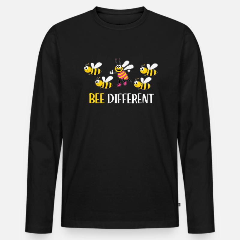 Be different - be yourself - Bienen Bee Sprüche - Männer Premium Bio Langarmshirt - Schwarz