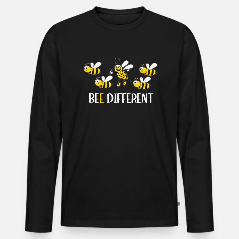 Be different - anders sein - Bienen Bee Fun süß - Männer Premium Bio Langarmshirt - Schwarz