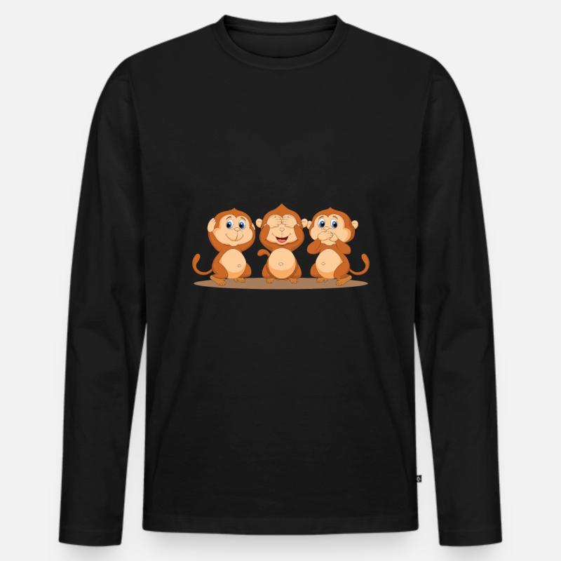 drei affen - Männer Premium Bio Langarmshirt - Schwarz