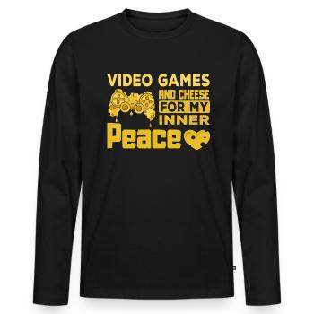Video Games und Käse Gamer zocken Console Geschenk - Männer Premium Bio Langarmshirt - Schwarz - Vorne - Nico (187cm)
