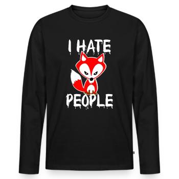 I hate people fox Halloween blutig - Männer Premium Bio Langarmshirt - Schwarz - Vorne - Nico (187cm)