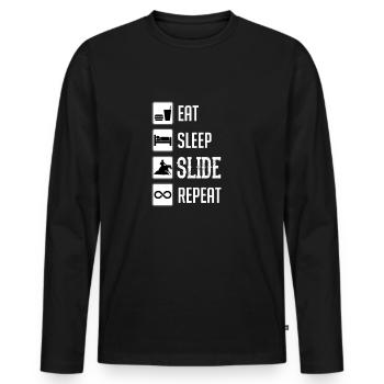 Eat Sleep Slide Reapeat Reinen Westernreiten - Männer Premium Bio Langarmshirt - Schwarz - Vorne - Nico (187cm)