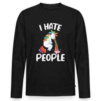 Je déteste les gens De la licorne - T-shirt manches longues Premium bio Homme - noir - Devant - Nico (187cm)
