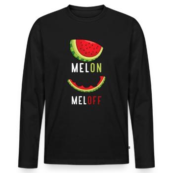 Pastèque Fruits Melone Été - T-shirt manches longues Premium bio Homme - noir - Devant - Nico (187cm)