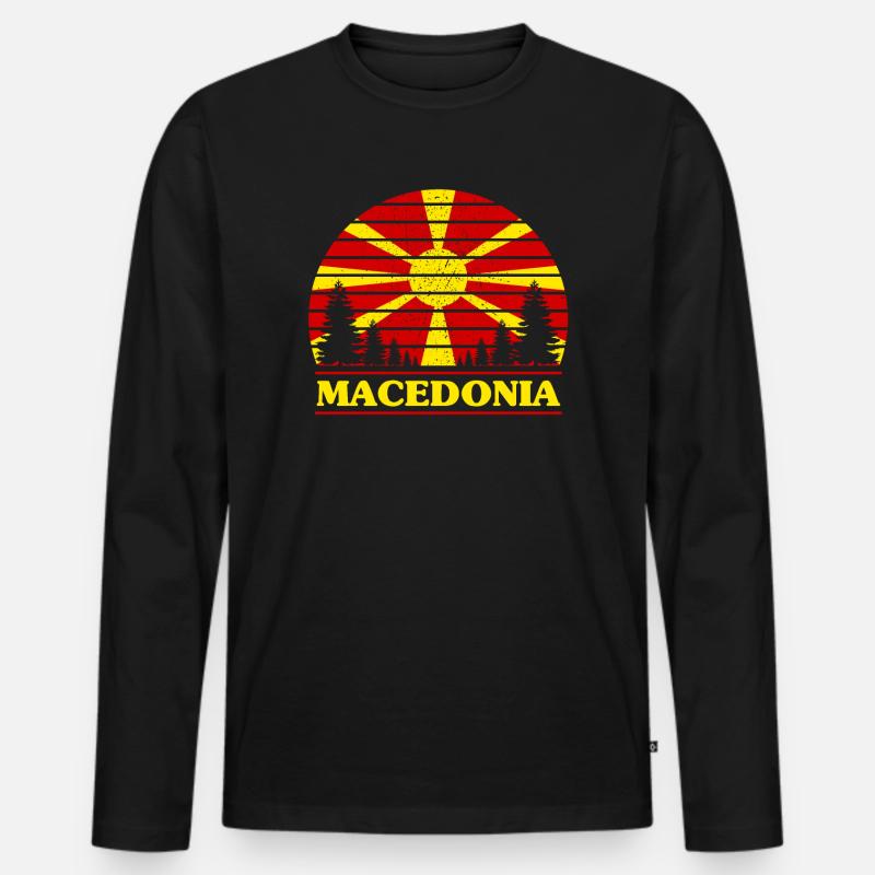 Mazedonien - Männer Premium Bio Langarmshirt - Schwarz