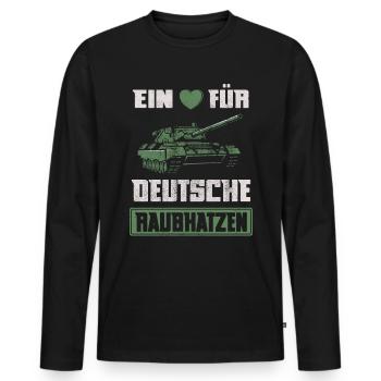 Panzer | Ein Herz Für Deutsche Raubkatzen Spruch - Männer Premium Bio Langarmshirt - Schwarz - Vorne - Nico (187cm)