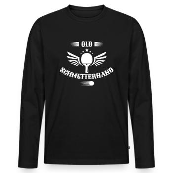 Old Schmetterhand Tischtennis Geschenk Style - Männer Premium Bio Langarmshirt - Schwarz - Vorne - Nico (187cm)