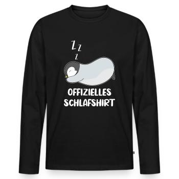 Schlafshirt Pinguin Schlafanzug Müde - Männer Premium Bio Langarmshirt - Schwarz - Vorne - Nico (187cm)
