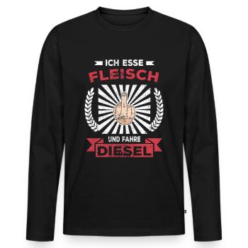Ich esse Fleisch und fahre Diesel- lustiger Spruch - Männer Premium Bio Langarmshirt - Schwarz - Vorne - Nico (187cm)