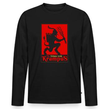 Gruss vom Krampus Fröhliche Weihnachten - Männer Premium Bio Langarmshirt - Schwarz - Vorne - Nico (187cm)
