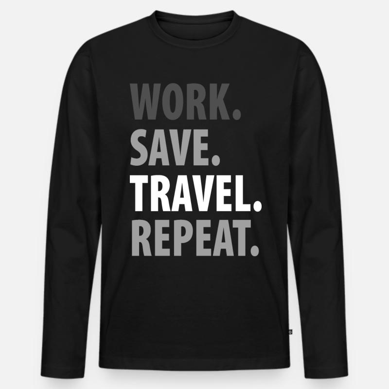 work save travel repeat - Männer Premium Bio Langarmshirt - Schwarz