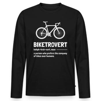 Biketrovert Funny Cycling Quote Introvert Cyclist - Men's Premium Organic Long Sleeve Shirt - black - Front - Nico (187cm)