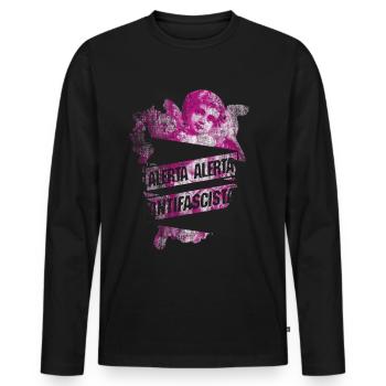 Anti-fascist angel - Men's Premium Organic Long Sleeve Shirt - black - Front - Nico (187cm)