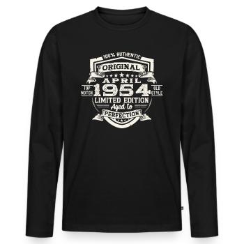 69 Birthday Man Original April Né en 1954 - T-shirt manches longues Premium bio Homme - noir - Devant - Nico (187cm)