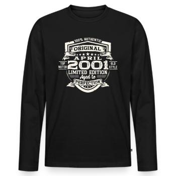 22 Geburtstag Mann Original April Jahrgang 2001 - Männer Premium Bio Langarmshirt - Schwarz - Vorne - Nico (187cm)