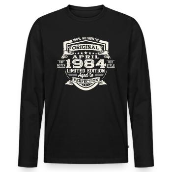 39 Birthday Man Original April Né en 1984 - T-shirt manches longues Premium bio Homme - noir - Devant - Nico (187cm)