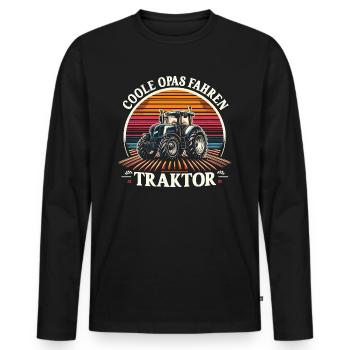 Opa Traktor - Männer Premium Bio Langarmshirt - Schwarz - Vorne - Nico (187cm)